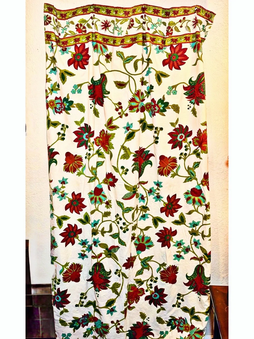 World Market Azra Floral Curtains, Lined Cotton Pair, Jacobean Botanical Boho